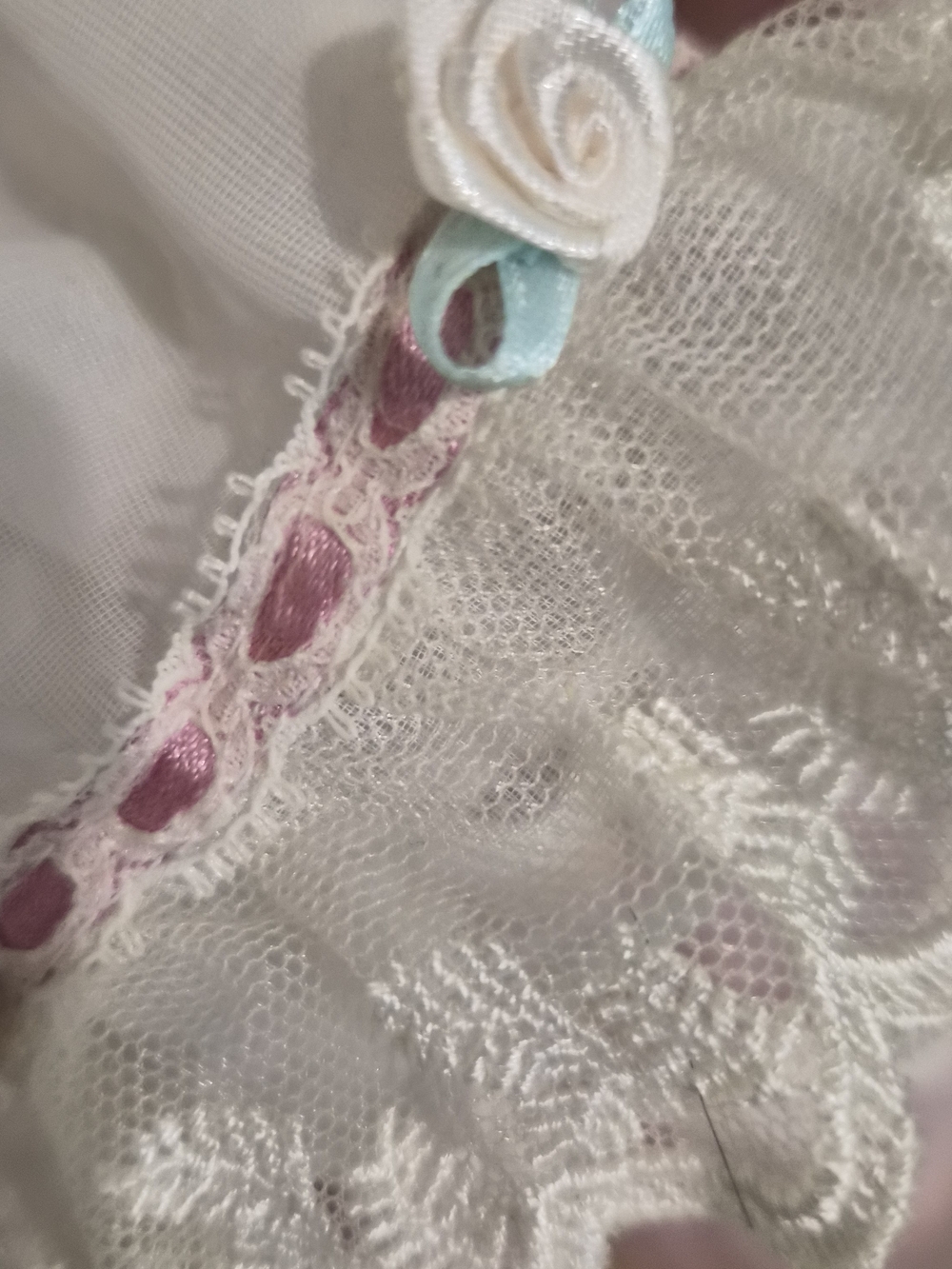 Vintage Victorian Style Porcelain Mother & Baby Doll Pink Lace Dress Collectible - Picture 11 of 16